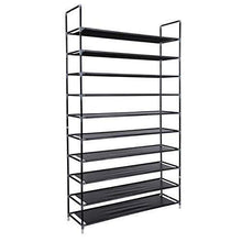Load image into Gallery viewer, Buy meevrie 10 tiers shoe racks space saving non woven fabric shoe storage organizer cabinet tower for bedroom entryway hallway and closet black