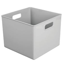 Load image into Gallery viewer, Budget mdesign plastic home storage organizer bin for cube furniture shelving in office entryway closet cabinet bedroom laundry room nursery kids toy room 10 x 10 x 8 4 pack gray
