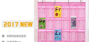 Heavy duty lecent classroom pocket chart for cell phones business cards 36 pockets wall door closet mobile hanging storage bag organizer clear pocket