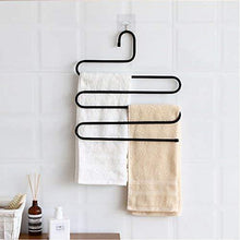 Load image into Gallery viewer, Organize with ds pants hanger multi layer s style jeans trouser hanger closet organize storage stainless steel rack space saver for tie scarf shock jeans towel clothes 4 pack