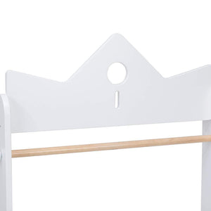 Discover the jolie vallee toys home 2 in 1 kids wood armoire wardrobe crown clothes rack white baby clothes storage rack standing closet boutique clothes rack organizer for toddler girls 2 5 years