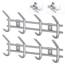 Load image into Gallery viewer, Home protasm wall mounted coat hooks stainless steel heavy duty wall hooks rail robe hook rack for bathroom kitchen entryway closet