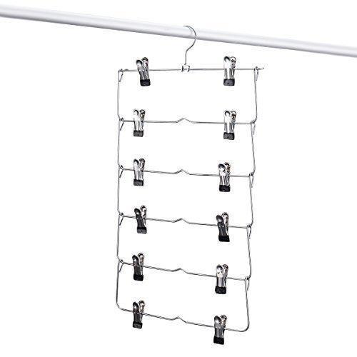 Save on emstris space saving pants hangers sturdy multi purpose stainless steel pants jeans slack skirt hangers with clips non slip closet storage organizer