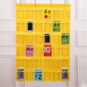 Kitchen lecent classroom pocket chart for cell phones business cards 36 pockets wall door closet mobile hanging storage bag organizer clear pocket