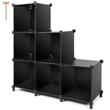 Load image into Gallery viewer, Order now cube storage 6 cube bookshelf closet organizer storage shelves cubes organizer plastic bookcase for bedroom living room office black
