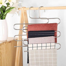 Load image into Gallery viewer, Selection 8 pack multi pants hangers rack for closet organization star fly stainless steel s shape 5 layer clothes hangers for space saving storage 1