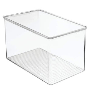Top rated mdesign stackable closet plastic storage bin box with lid container for organizing mens and womens shoes booties pumps sandals wedges flats heels and accessories 7 high 6 pack clear