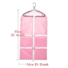 Load image into Gallery viewer, On amazon qees pink costume garment bag with 4 zipper pockets 37 clear kids garment bags dance costume bags childrens garment costume bags for dance competitions travel and closet storage yfz71 3 pcs