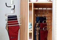 Load image into Gallery viewer, Related eco life sturdy s type multi purpose stainless steel magic pants hangers closet hangers space saver storage rack for hanging jeans scarf tie family economical storage 1 pce