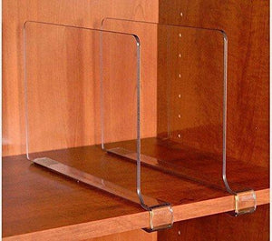 Try storageaid beautiful 2 pack kitchen acrylic shelf dividers unbreakable crystal clear closet shelves organizer separators perfect for kitchen closets and food pantry shelf divider