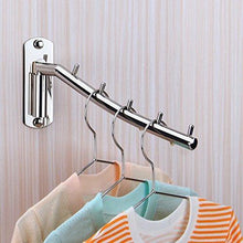 Load image into Gallery viewer, On amazon folding wall mounted clothes hanger rack wall clothes hanger stainless steel swing arm wall mount clothes rack heavy duty drying coat hook clothing hanging system closet storage organizer 1pack