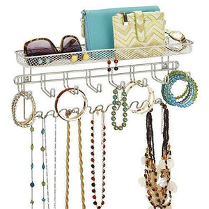 Buy duvtail decorative metal closet wall mount jewelry accessory organizer for storage of necklaces bracelets rings earrings sunglasses wallets