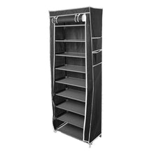 Load image into Gallery viewer, Home civilys 10 tier shoe tower rack with cover 27 pair space saving closet shoe storage boot organizer cabinet us stock black
