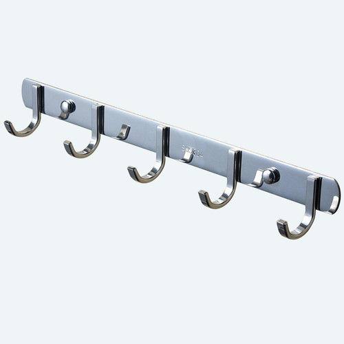 On amazon tiang hook rail coat rack with 5 hooks wall mounted adhesive satin finish hook rack hanger set of 2 15 inch stainless steel hook rack organizer for hat clothes bathroom towels closet door kitchen