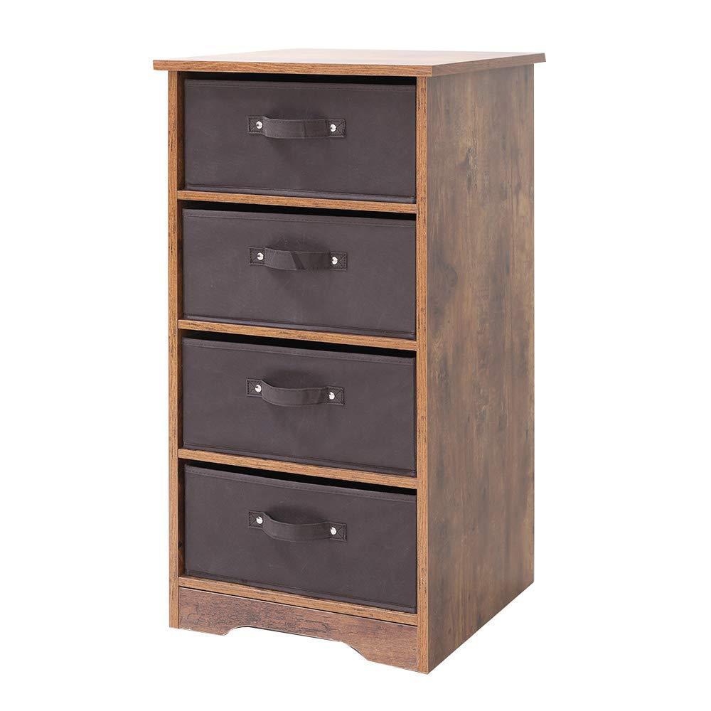 Discover iwell wooden dresser storage tower with removable 4 drawer chest storage organizer dresser for small rooms living room bedroom closet hallway rustic brown sng004f