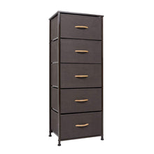 Load image into Gallery viewer, Buy crestlive products vertical dresser storage tower sturdy steel frame wood top easy pull fabric bins wood handles organizer unit for bedroom hallway entryway closets 5 drawers brown