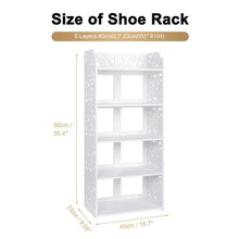 Load image into Gallery viewer, Home ejoyous 5 tier shoes rack white wood plastic modern space saving display shoe tower free standing shoes storage organizer closet shelves holder container for home office support hold 10 pair