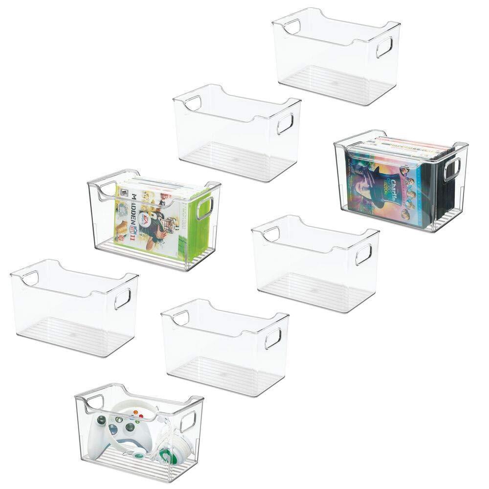 Amazon mdesign plastic storage organizer holder bin box with handles for cube furniture shelving organization for closet kids bedroom bathroom home office 10 x 6 x 6 high 8 pack clear