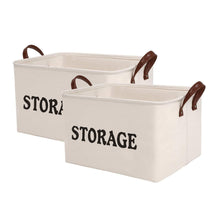 Load image into Gallery viewer, Best seller  shinytime storage baskets bins large organizer toy laundry storage basket for kids pets home living room closet beige 2pcs