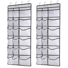 Load image into Gallery viewer, Discover the kootek 2 pack over the door shoe organizers 12 mesh pockets 6 large mesh storage various compartments hanging shoe organizer with 8 hooks shoes holder for closet bedroom white 59 x 21 6 inch