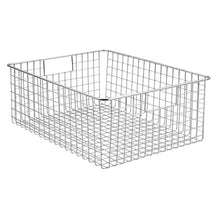 Load image into Gallery viewer, Discover the mdesign large farmhouse metal wire storage basket bin box with handles for organizing closets shelves and cabinets in bedrooms bathrooms entryways and hallways 16 x 12 x 6 4 pack chrome