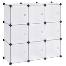 Load image into Gallery viewer, Discover the songmics cube storage organizer 9 cube diy plastic closet cabinet modular bookcase storage shelving with doors for bedroom living room office 36 7 l x 12 2 w x 36 7 h inches white ulpc116wsv1