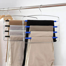 Load image into Gallery viewer, Organize with rosinking slack hangers swing arm pants 2 pack multi layers removeable stainless steel scarf slack hangers non slip clothes rack with foam padded rotatable hook closet space saving organizer
