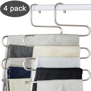 Top ds pants hangers s shape trousers hangers stainless steel clothes hangers closet space saving for pants jeans scarf hanging silver 4 pack with 10 clips