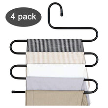 Load image into Gallery viewer, Budget friendly ds pants hanger multi layer s style jeans trouser hanger closet organize storage stainless steel rack space saver for tie scarf shock jeans towel clothes 4 pack 1
