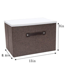 Load image into Gallery viewer, Top rated dmjwn foldable cloth storage tool box bin storage basket lid collapsible linen and handles organizer bins single handle for home closet office car boot brown