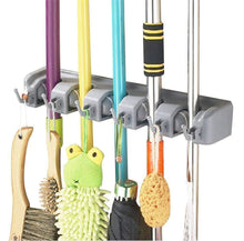 Load image into Gallery viewer, Discover home neat mop and broom holder wall mount garden tool storage tool rack storage organization for the home plastic hanger for closet garage organizer shed organizer 5 position