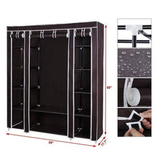 Load image into Gallery viewer, Buy amashion 69 5 tier portable clothes closet wardrobe storage organizer with non woven fabric quick and easy to assemble dark brown