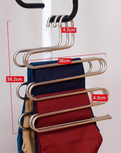 Load image into Gallery viewer, Order now eco life sturdy s type multi purpose stainless steel magic pants hangers closet hangers space saver storage rack for hanging jeans scarf tie family economical storage 1 pce