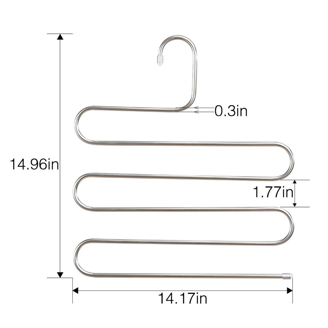 Selection doiown pants hangers s shape stainless steel clothes hangers space saving hangers closet organizer for pants jeans scarf5 layers 10pcs