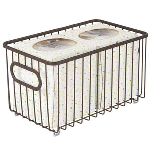 Discover the best mdesign metal bathroom storage organizer basket bin modern wire grid design for organization in cabinets shelves closets vanity countertops bedrooms under sinks 4 pack bronze