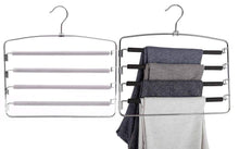 Load image into Gallery viewer, Featured knocbel pants clothes hanger closet organizer 4 layers non slip swing arm hangers hook rack for slacks jeans trousers skirts scarf 2 pack beige 1