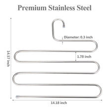 Load image into Gallery viewer, Buy trusber stainless steel pants hangers s shape metal clothes racks with 5 layers for closet organization space saving for pants jeans trousers scarfs durable and no distortion silver pack of 5