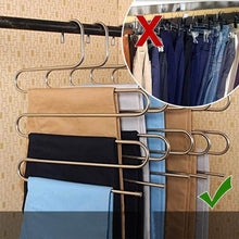 Load image into Gallery viewer, Kitchen ycammin pants hangers s type stainless steel trousers rack 5 layers multi purpose closet hangers saver storage rack for clothes towel scarf trousers tie etc2 pcs