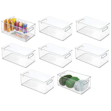 Load image into Gallery viewer, New mdesign large plastic storage organizer bin holds crafting sewing art supplies for home classroom studio cabinet or closet great for kids craft rooms 14 5 long 8 pack clear