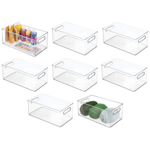 New mdesign large plastic storage organizer bin holds crafting sewing art supplies for home classroom studio cabinet or closet great for kids craft rooms 14 5 long 8 pack clear
