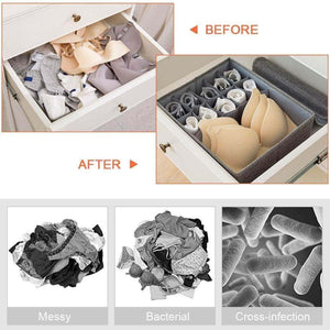 Heavy duty leefe drawer organizer with lids 2 pack foldable divider organizers closet underwear storage box for sortin socks bra scarves and lingerie in wardrobe or under bed breathable washable linen fabric