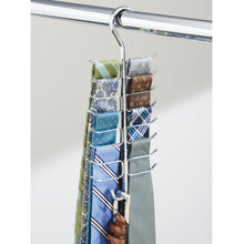 Load image into Gallery viewer, Organize with interdesign axis vertical closet organizer rack for ties belts chrome