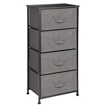 Load image into Gallery viewer, Exclusive mdesign vertical dresser storage tower sturdy steel frame wood top easy pull fabric bins organizer unit for bedroom hallway entryway closets textured print 4 drawers charcoal gray black