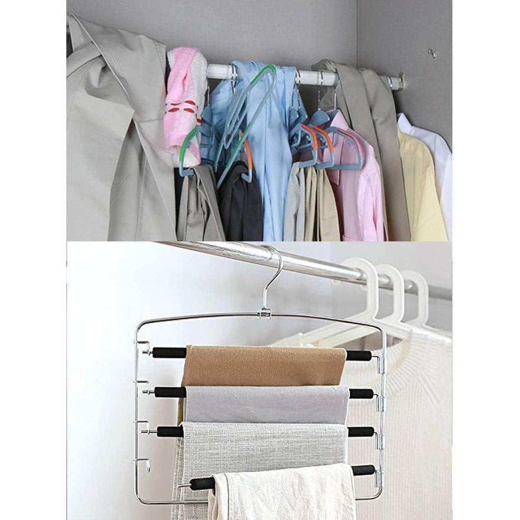 Discover the doiown pants hangers slacks hangers space saving non slip stainless steel clothes hangers closet organizer for pants jeans trousers scarf 4 pack large size 17 1high x 15 9width 1