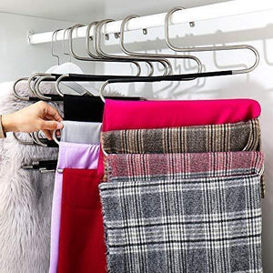 Online shopping ziidoo new s type pants hangers stainless steel closet hangers upgrade non slip design hangers closet space saver for jeans trousers scarf tie 6 piece