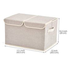 Load image into Gallery viewer, Featured large storage boxes 3 pack ezoware large linen fabric foldable storage cubes bin box containers with lid and handles for nursery closet kids room toys baby products silver gray