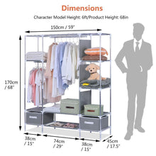 Load image into Gallery viewer, Shop for portable clothes closet canvas wardrobe closet huge free standing clothes organizer storage with hanging rod dust proof cover 67x58x17 7 inch