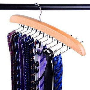 Shop shsycer 24 ties wooden tie hanger closet organizer rotating twirl rack hanger