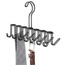 Load image into Gallery viewer, Explore interdesign classico closet organizer rack for ties belts 14 hooks matte black