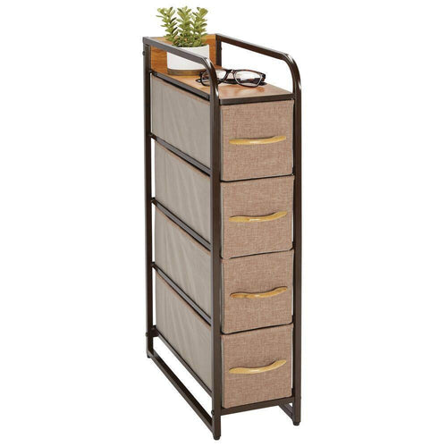 Explore mdesign vertical narrow dresser storage tower sturdy steel frame wood top handles easy pull fabric bins organizer unit for bedroom hallway entryway closets 4 drawers coffee espresso